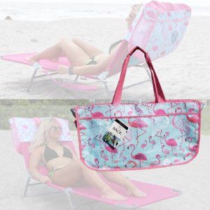 Flamingo Hybrid Tote | Back Chair Beach Bag | New W/T